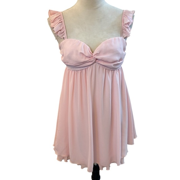 Lucy in the Sky Pink Ruffle Babydoll Dress Size Large Y2K Fairy - Picture 1 of 8